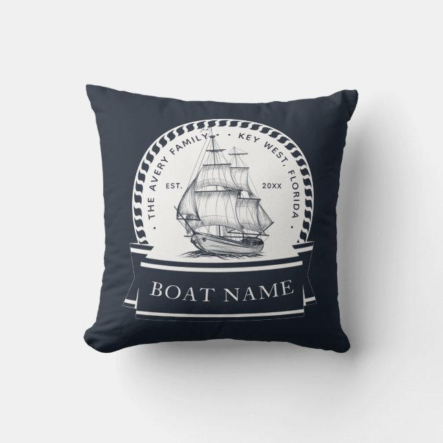 Luxury Nautical Personlig Boat Kudde (Framsida)