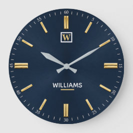 Luxury Navy Blue & Gold Minimalist Stor Klocka