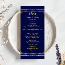 Luxury Navy Blue och Guld Bröllop Meny