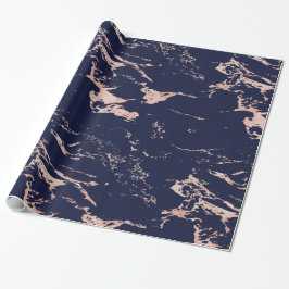 Luxury Navy Blue Ro Gold Foil Marble Presentpapper