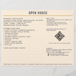 Luxury Navy/Cream Open House Both Sides Sign-In Reklamblad