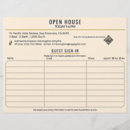 Luxury Navy & Cream Realtor Open House Sign-In Reklamblad