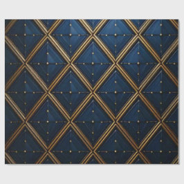 Luxury Navy Gold Geometric Diamond Wrap Presentpapper