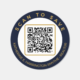 Luxury Navy Gold QR Code Save Contact Realtor Runt Klistermärke