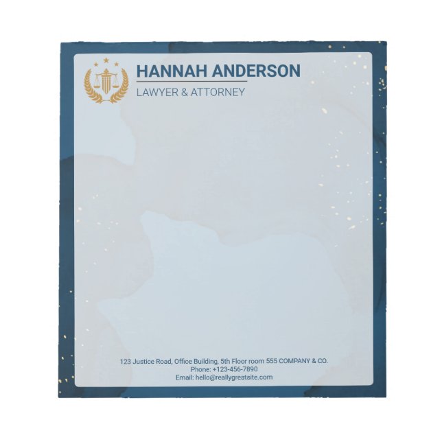 Luxury Navy Look Attorney Logo, for Legal Professi Anteckningsblock (Framsida)