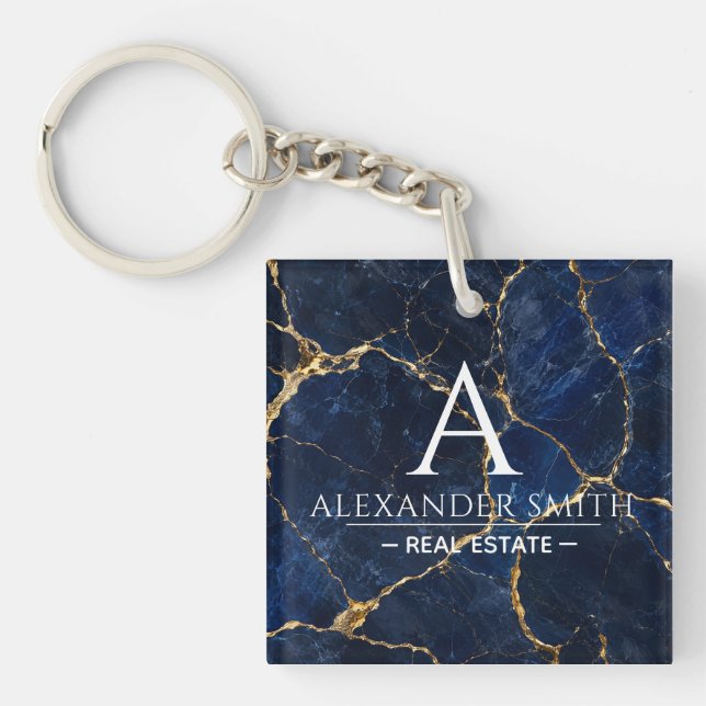 Luxury Navy Marble Gold Monogram Business Branding (Framsidan)
