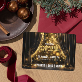 Luxury New Year Party Velvet Curtain Golden Glow Inbjudningar
