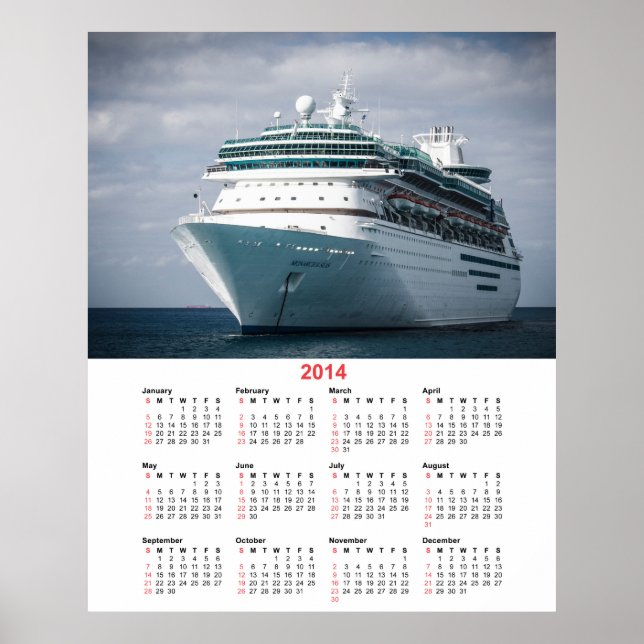 Luxury Ocean Liner Cruise Frakt 2014 Calendar Poster (Framsidan)
