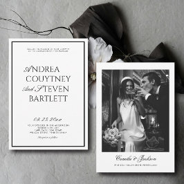 Luxury Old Money Black and White Wedding Inbjudningar