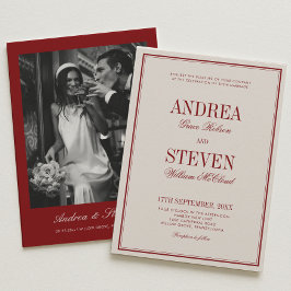 Luxury Old Money Burgundy and Cream Wedding Inbjudningar