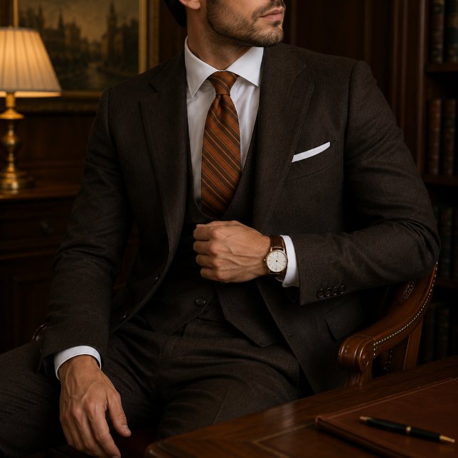 Luxury Old Money Copper Brown Regimental Stripe Slips (Skapare uppladdad)