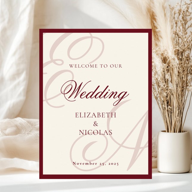 Luxury Old Money Monogram Wedding Welcome Poster (Skapare uppladdad)