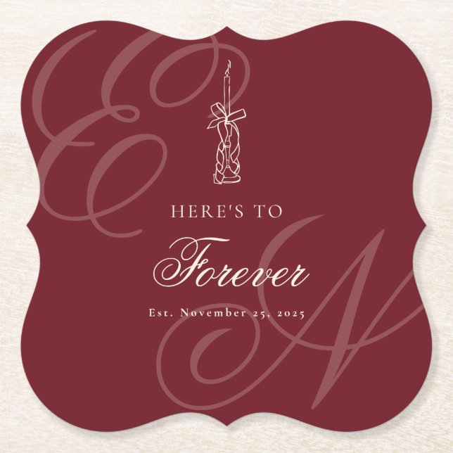 Luxury Old Money Retro Calligraphy Wedding Underlägg Papper (Framsida)