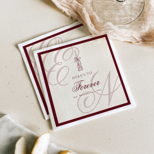 Luxury Old Money Retro Monogram Wedding Pappersservett (Skapare uppladdad)