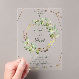 Luxury Olive Branch Geometric Gold Wedding