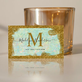 Luxury Opal Guld Social Media Monogram Visitkort