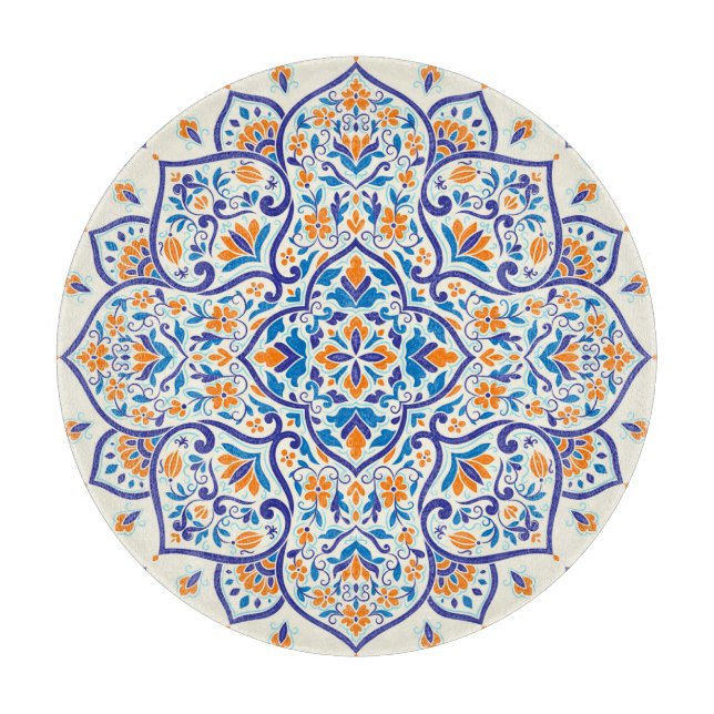 Luxury Orange Blue Ornament Mönster (Framsidan)