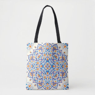 Luxury Orange Blue Ornament Mönster Tygkasse