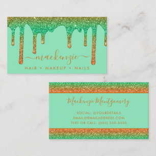 Luxury Orange Teal Ombre Gnistra Glitter Drives Visitkort
