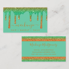 Luxury Orange Teal Rainbow Gnistra Glitter Drives Visitkort