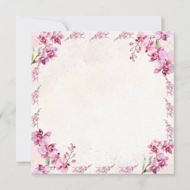 Luxury Orchid Floral Watercolor Pink Blank Card (Framsida)