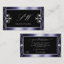 Luxury Ornate Black Blue Gnistra Diamonds Monogram