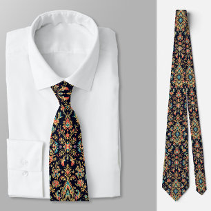 Luxury Ornate Damask Pattern med Blommigt Motifs Slips