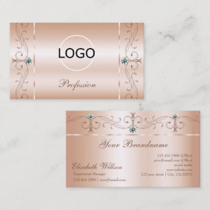 Luxury Pastel Ro Coral Squiggled Jewels Add Logoty Visitkort