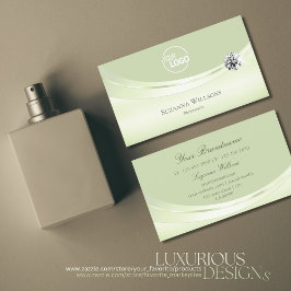 Luxury Pastel Sage Grönt med Logotyp och Diamond Visitkort
