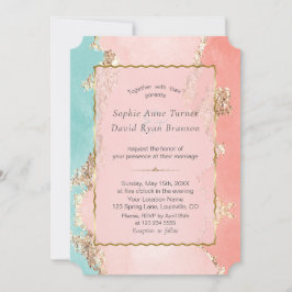 Luxury Pastel Watercolor Gold Foil Bröllop Inbjudningar