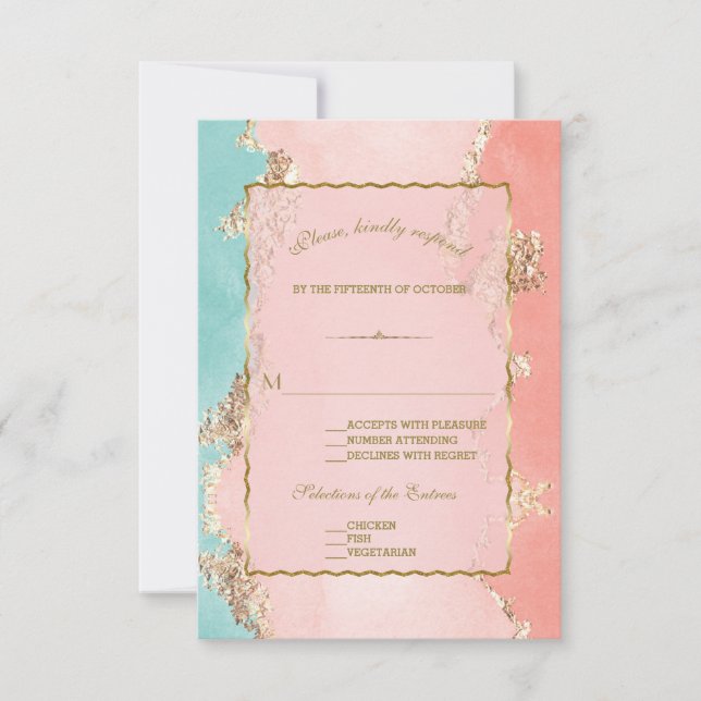 Luxury Pastel Watercolor Gold Foil Bröllop OSA (Framsida)