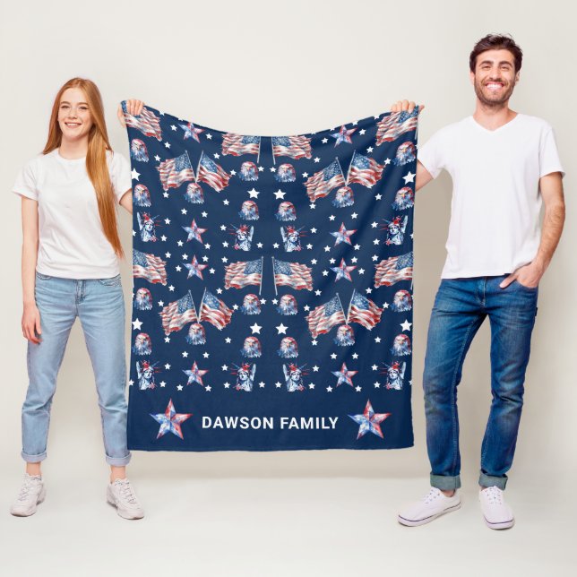 Luxury Patriotic 4:e juli-Personligen Fleecefilt (På plats)