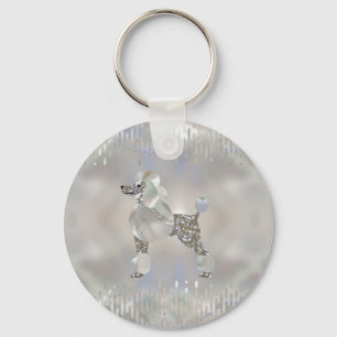 Luxury Pearl och Abalone Pudel Nyckelring