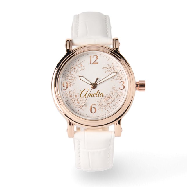 Luxury Personalized Birth Flower Watch Gift Armbandsur (Framsida)