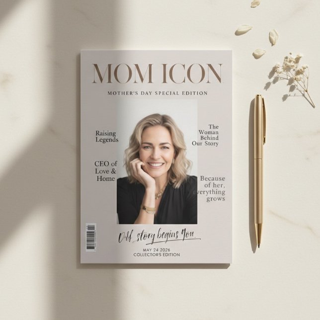 Luxury Personalized Mom Magazine Cover Photo  Julkort (Skapare uppladdad)