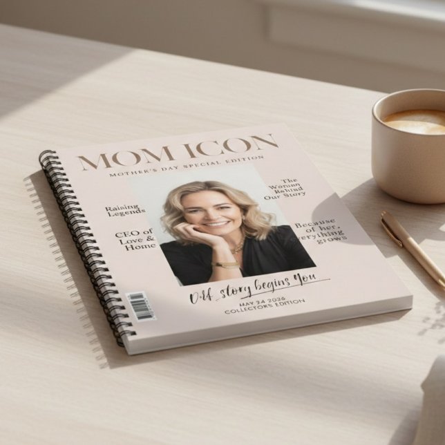 Luxury Personalized Photo Mom Magazine Cover  Anteckningsbok (Skapare uppladdad)