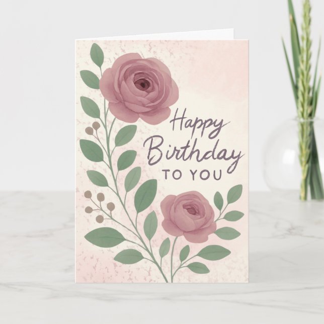 Luxury Personalized Watercolor Floral Kort (Framsida)