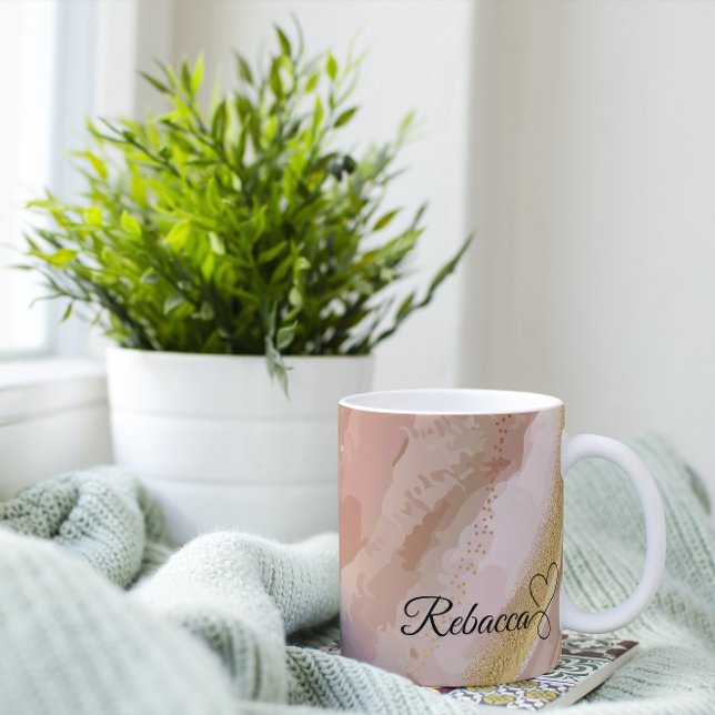 Luxury Personlig Brown & Guld Watercolor Mugg (Skapare uppladdad)