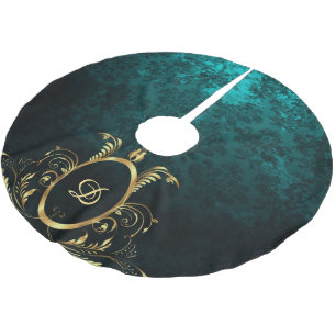 Luxury Personlig Damask guld Ram Julgransmatta Borstad Polyester