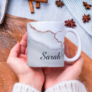 Luxury Personlig Grått Guld Abstrakt Marble Mugg