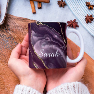 Luxury Personlig Maroon & Guld Marble Mugg