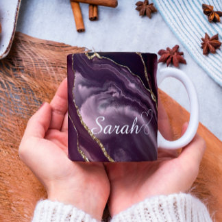 Luxury Personlig Maroon & Guld Marble Mugg