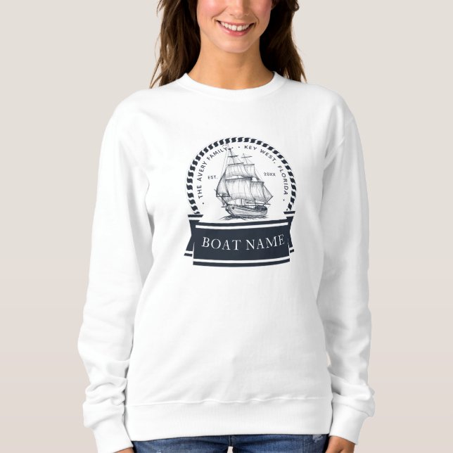 Luxury Personlig Nautical Boat Namn T Shirt (Framsida)