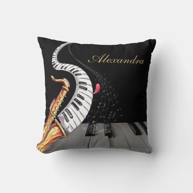 Luxury Personlig Saxophone Piano Music Kudde (Framsida)