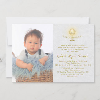 Luxury Photo Boy Guld Chalice Heliga Communion Inbjudningar