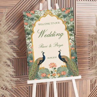 Luxury Pichwai Indian Wedding Welcome Sign Poster