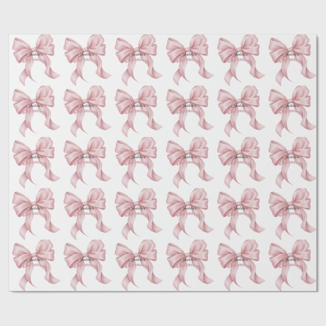 Luxury Pink Bow Coquette Baby Shower Girl Presentpapper (Platt)