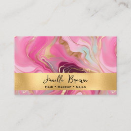 Luxury Pink Marble and Gold Foil Visitkort