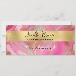 Luxury Pink Marble and Gold Gift Certificate Card Inbjudningar