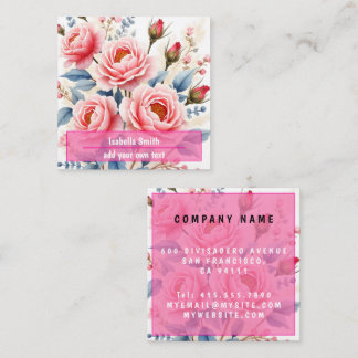 Luxury Pink Roses Beautiful Modern Collection Fyrkantigt Visitkort
